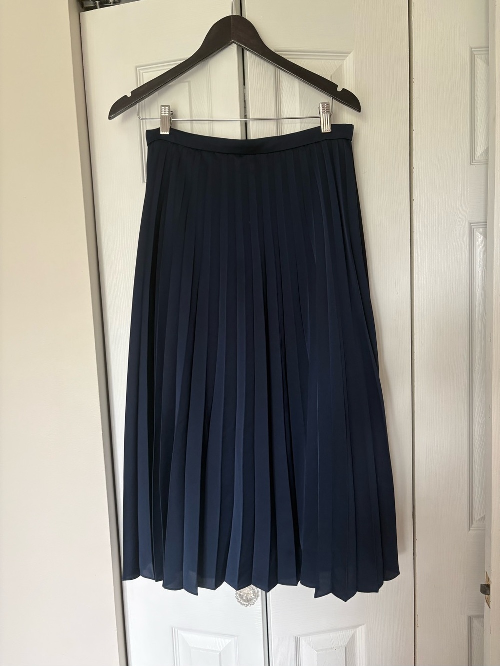 J. Crew Navy Pleated Midi Skirt